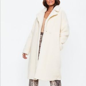 NWT Missguided White oversized chunky teddy coat